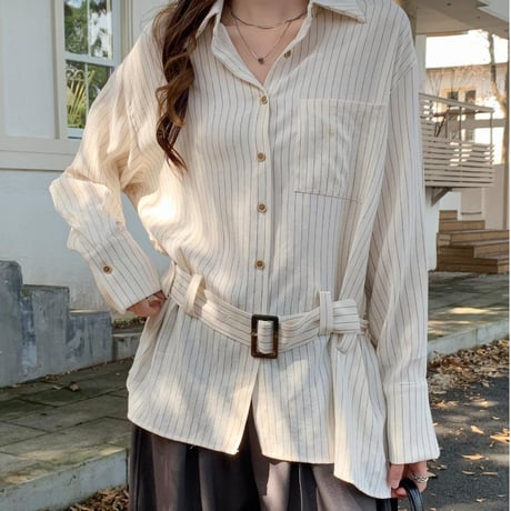 Stripe Belt Shirt｜ストライプベルトシャツ　HB1079
