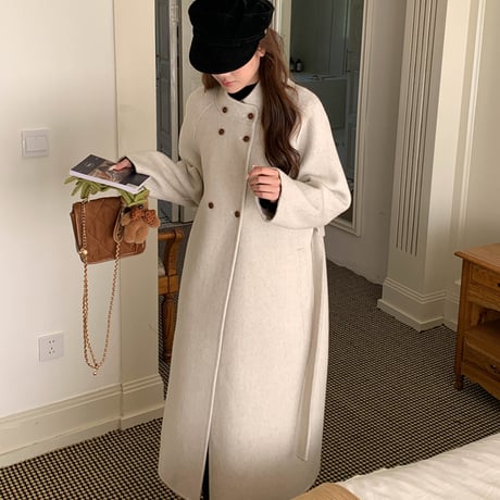Wool Stand Collar Belt Coat｜ウールスタンドカラーコート（2color）　HA1005