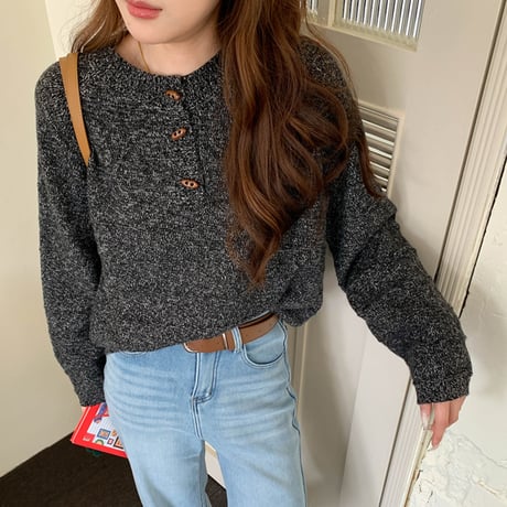 Soft Henley Neck Knit｜ソフトヘンリーネックニット（4color）　HB1013