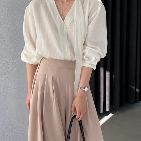 sheer chiffon tie blouse｜シアーシフォンタイブラウス（2color）　HB1086