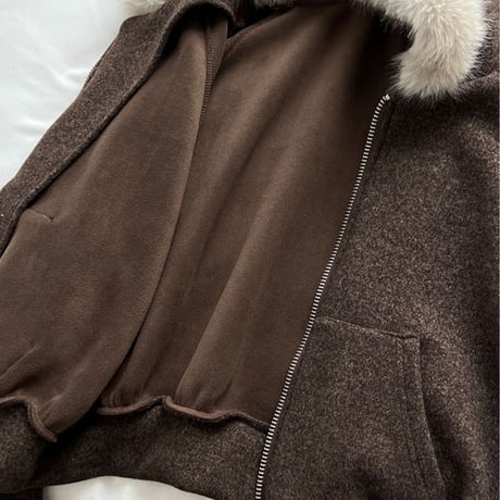 Fluffy Hood Setup｜フードファー裏起毛セットアップ（2color）　HF1008
