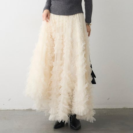 Soft Tulle Volume Skirt｜ソフトチュールフレアロングスカート（3color）　HD1021