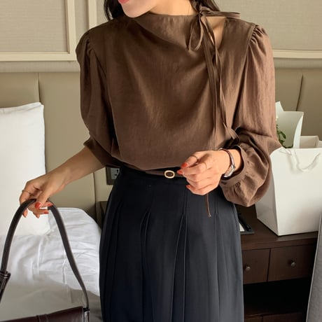 Side Tie Blouse｜サイドリボンデザインブラウス（2color）　HB1059