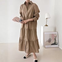 Tiered Shirt Onepiece｜ティアードシャツワンピース（3color）　HE1007