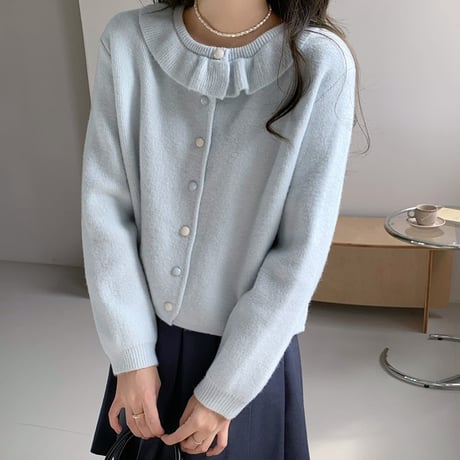 Soft Frill Knit Cardigan｜フリルカラーニットカーディガン（2color）　HA1055