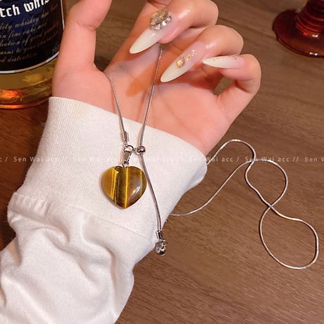 Tiger Eye Heart Long Necklace｜タイガーアイハートロングネックレス　HI1005