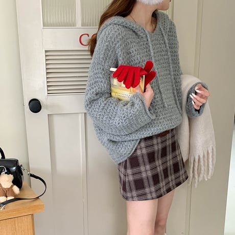 Chunky Knit Hoodie Sweater｜チャンキーニットフードセーター（4color）　HB1018