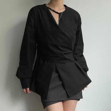 Soft Wrap Blouse｜カシュクール風ウエストシェイプブラウス（3color）　HB1066