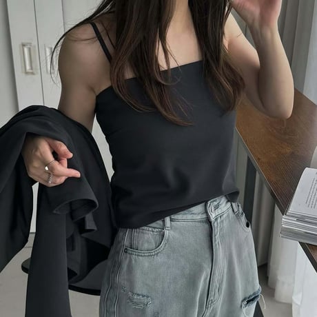 Layered V-Neck Top Set｜Vネックオーバートップス＆キャミソールセット（2color）　HF1018