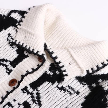Jacquard High Neck Knit Cardigan｜ジャカード編みハイネックニットカーディガン（2color）　HA1050