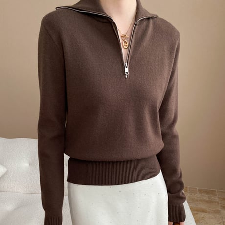 Half Zip Rib Knit｜ハーフジップリブニット（5color）　 HB1046