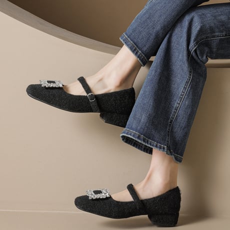 Jewel Mary Jane Shoes｜ビジューバックルメリージェーンシューズ（3color）　 HG1012