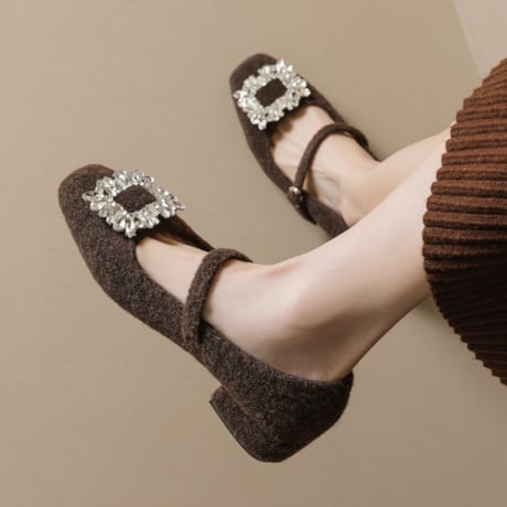Jewel Mary Jane Shoes｜ビジューバックルメリージェーンシューズ（3color）　 HG1012