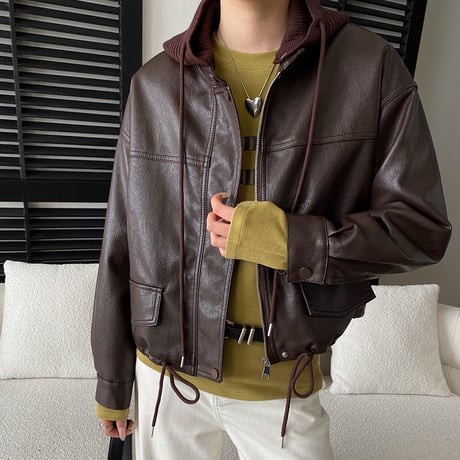 Hood Leather Jacket｜フードレザージャケット（2color）　 HA1033
