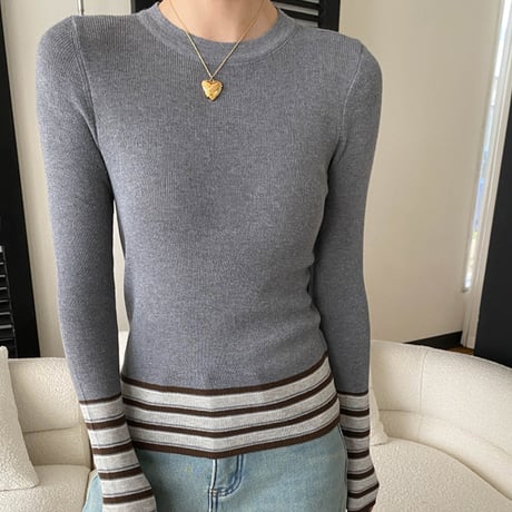 Soft Stripe Rib Knit｜ ソフトストライプリブニット（4color）　 HB1040