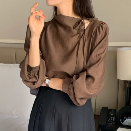 Side Tie Blouse｜サイドリボンデザインブラウス（2color）　HB1059