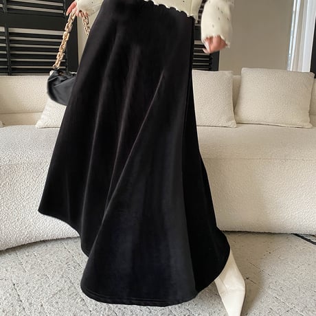 Velvet A-Line Skirt｜ベルベットAラインロングスカート（2color）　HD1012