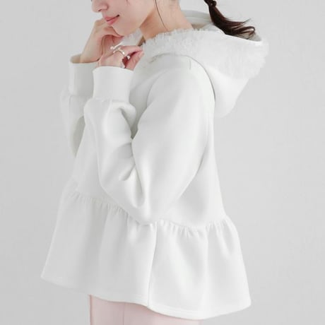 Frill Hoodie｜フリルメッシュフード付きペプラムジップフーディ（3color）　HB1068