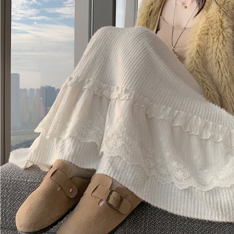 Lace Tiered Skirt｜レースティアードロングスカート　HD1017