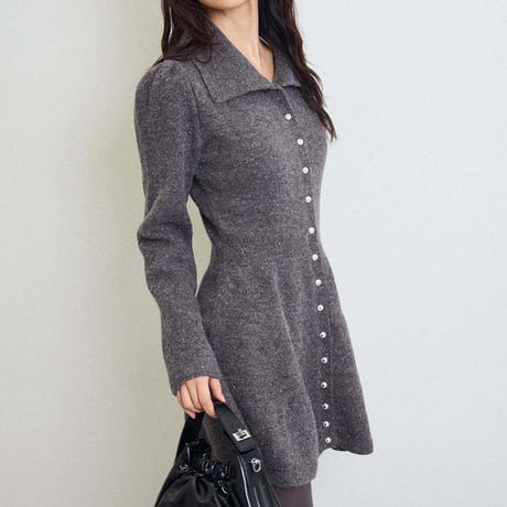 Button Knit Dress｜ボタンニットワンピース（3color）　HE1005