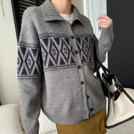 Nordic Diamond Knit Cardigan｜ノルディックダイヤニットカーディガン （4color）　 HA1040