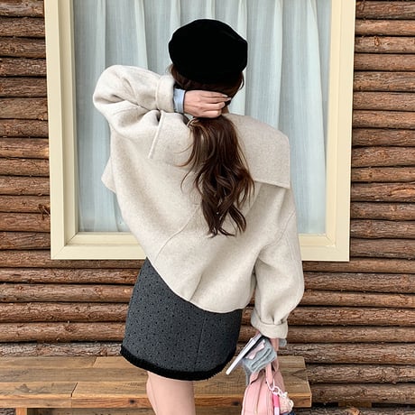 Wool Dot Trim Mini Skirt｜ウールドットトリムミニスカート（2color）　HD1007