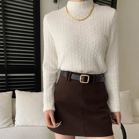 Soft Flock High-Neck Top｜ソフトフロックハイネックトップス（2color）　 HB1044