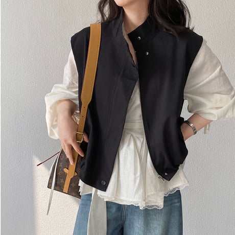 tand collar zip vest｜スタンドカラージップベスト（2color）　HB1091