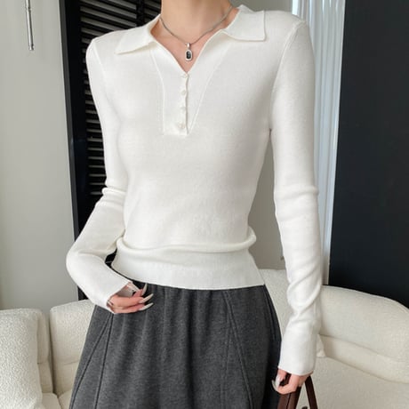 Soft Button Polo Knit｜ソフトボタンポロニット（5color）　HB1034