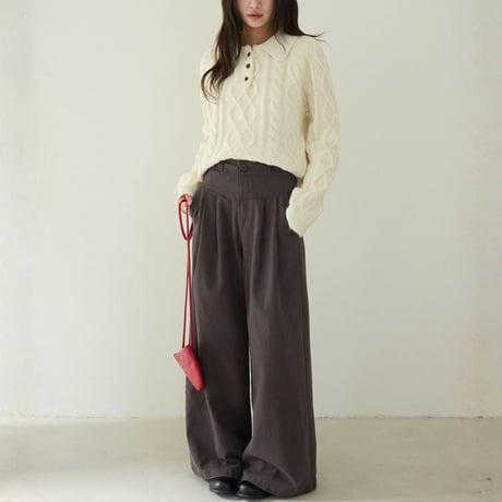 Tuck Wide Pants｜ハイウエストタックワイドパンツ（2color）　HC1031