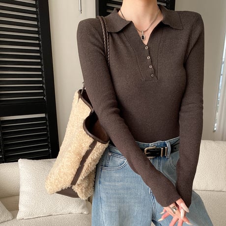 Soft Button Polo Knit｜ソフトボタンポロニット（5color）　HB1034