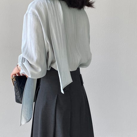 sheer chiffon tie blouse｜シアーシフォンタイブラウス（2color）　HB1086