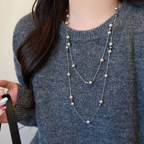 Layered Pearl Long Necklace｜レイヤードパールロングネックレス　HI1004