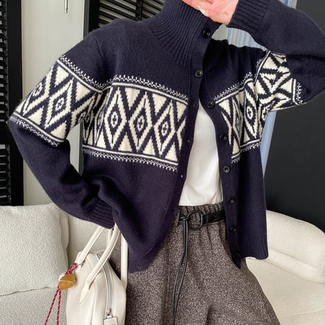 Nordic Diamond Knit Cardigan｜ノルディックダイヤニットカーディガン （4color）　 HA1040