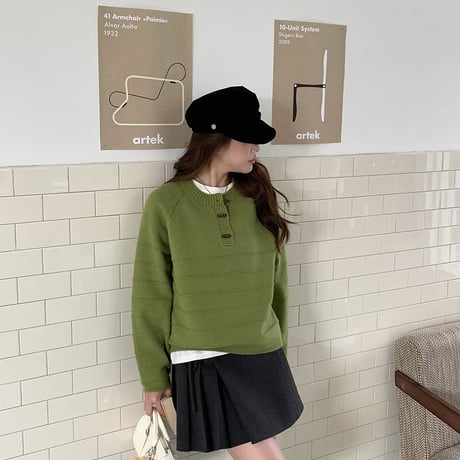 Soft Henley Neck Knit｜ソフトヘンリーネックニット（4color）　HB1013