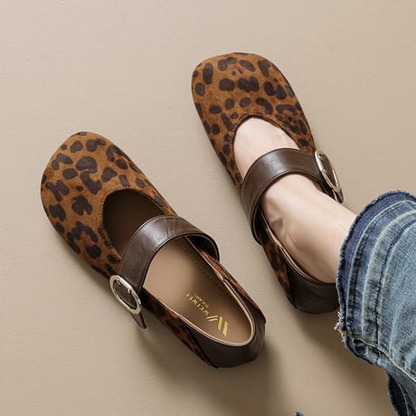 Leopard Mary Jane Shoes｜ヒョウ柄メリージェーンシューズ（2color）　 HG1016