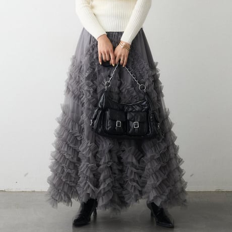 Soft Tulle Volume Skirt｜ソフトチュールフレアロングスカート（3color）　HD1021