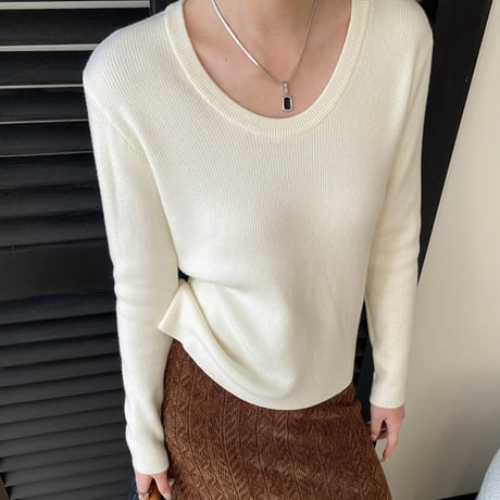 Soft Rib U-Neck Knit｜ソフトリブUネックニット（3color）　HB1030