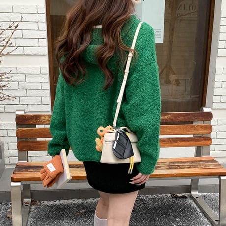 Half Zip Fleece Knit Hoodie｜ハーフジップフリースニットフーディ（4color）　HB1014