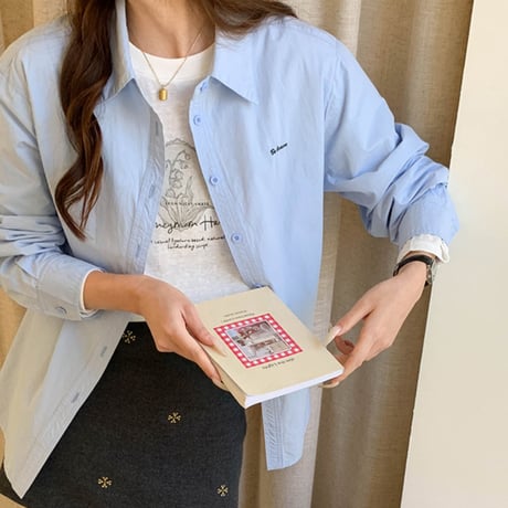 Soft Cotton Shirt｜刺繍ロゴ入りベーシックコットンシャツ（4color）　HB1072