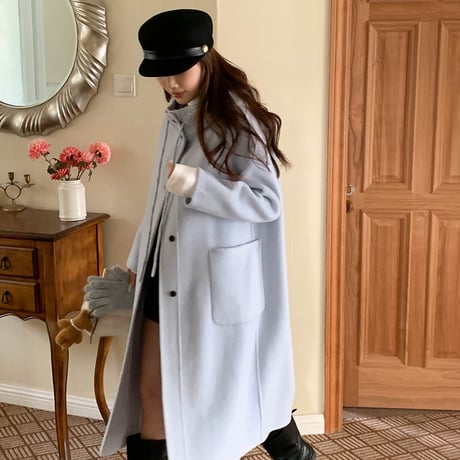 Hooded Wool Long Coat｜ニットフード付ロングウールコート（4color）　HA1001
