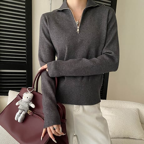 Half Zip Rib Knit｜ハーフジップリブニット（5color）　 HB1046