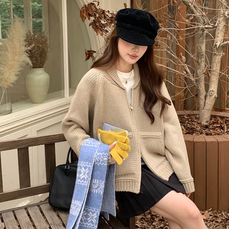 Chunky Knit Relax Zip Cardigan｜チャンキーニットリラックスジップカーディガン（4color）　 HA1026