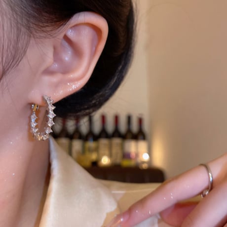 Crystal Hoop Earrings｜クリスタルフープピアス　HI1020