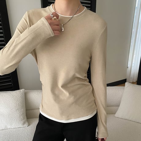 Shirring Layered Long Tee｜サイドシャーリングレイヤードトップス（3color）　HB1049