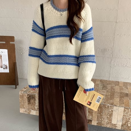 Chunky Stripe Knit｜チャンキーストライプニット（4color）　HB1005
