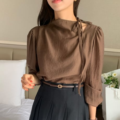 Side Tie Blouse｜サイドリボンデザインブラウス（2color）　HB1059