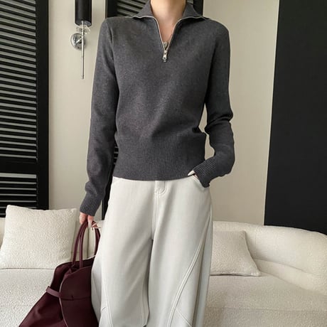 Half Zip Rib Knit｜ハーフジップリブニット（5color）　 HB1046