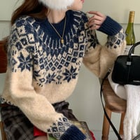 Nordic Fair Isle Knit Sweater｜ノルディックフェアアイルニットセーター（3color）　HB1015