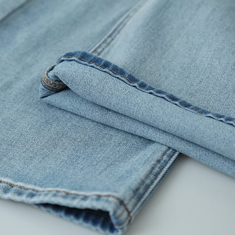 Retro Light Blue Denim｜ハイウエストワイドレッグデニムパンツ（ベルト付き）　HC1030